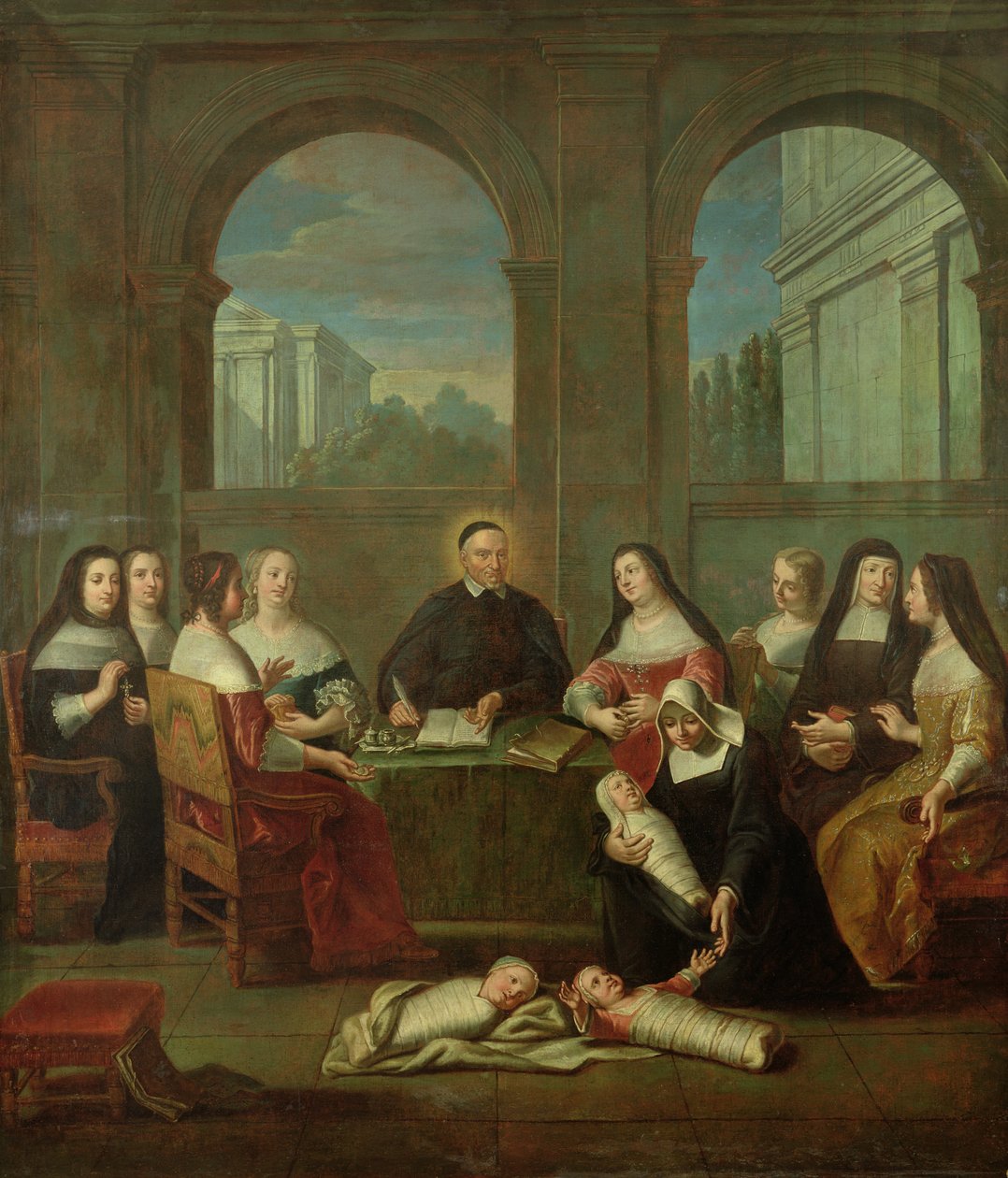 Św. Wincenty a Paulo i Siostry Miłosierdzia, ok. 1729 autorstwa Jean Andre
