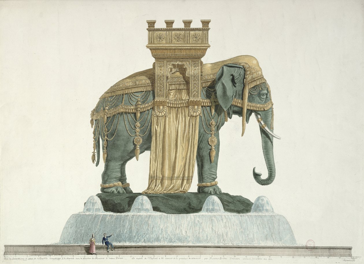 Projekt Fontanny Słoni na Place de la Bastille, 1813-14 autorstwa Jean Antoine Alavoine