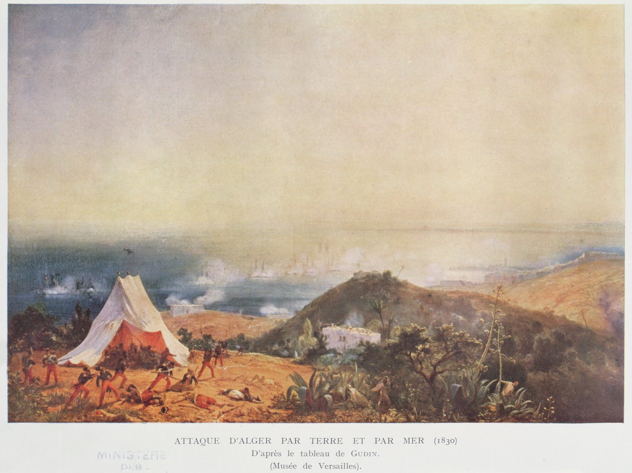 Atak Algieru drogą lądową i morską w 1830 r. autorstwa Jean Antoine Theodore Gudin