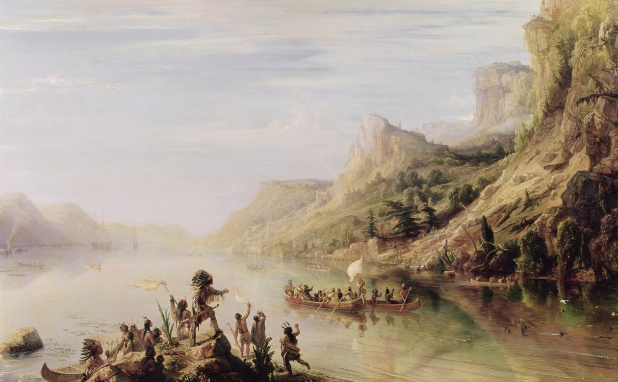 Jacques Cartier (1491-1557) Odkrycie Rzeki Św. Wawrzyńca w 1535 roku, 1847 autorstwa Jean Antoine Theodore Gudin
