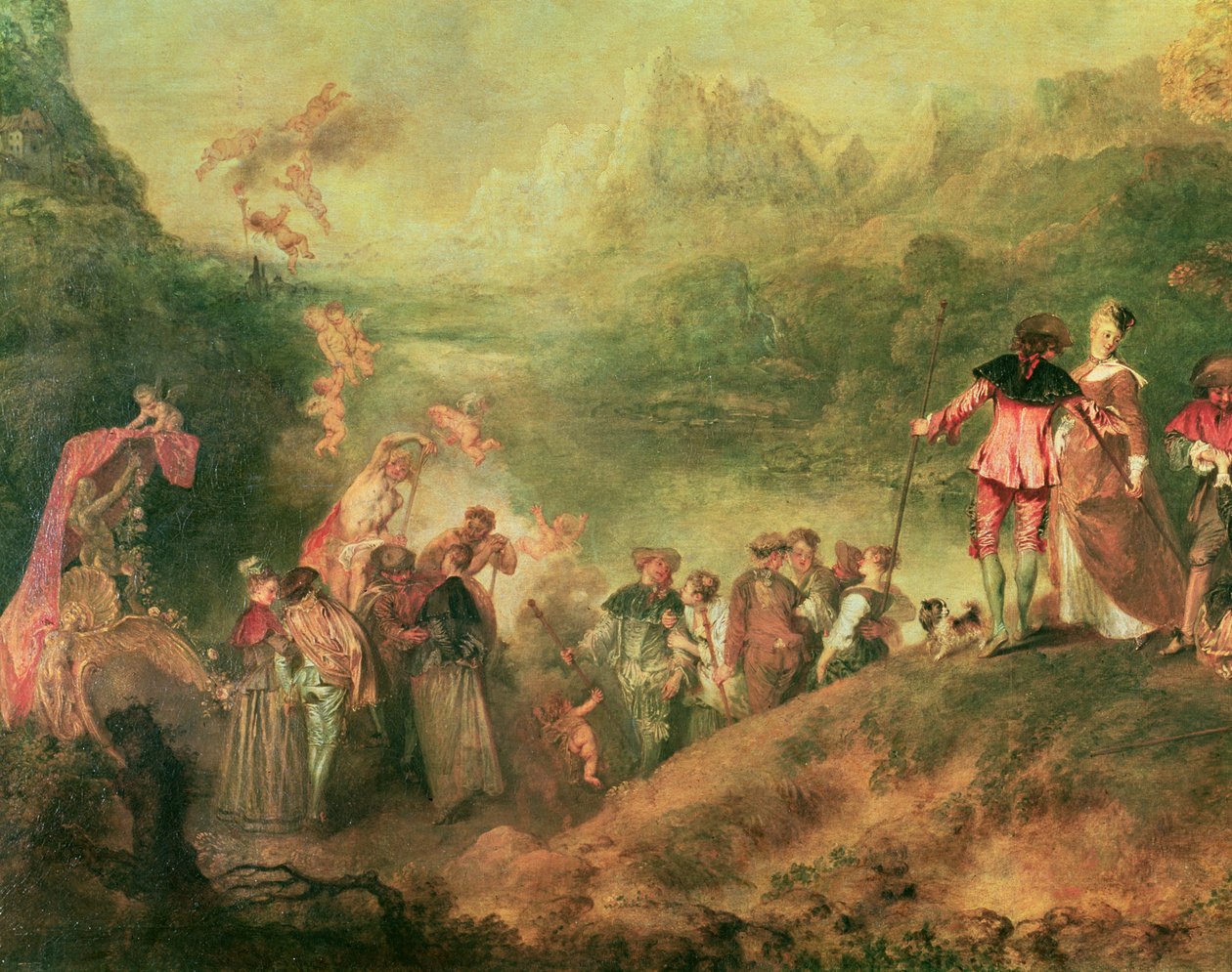 Zaokrętowanie na Cytherę, 1717 olej na płótnie, detal z 3755 autorstwa Jean Antoine Watteau