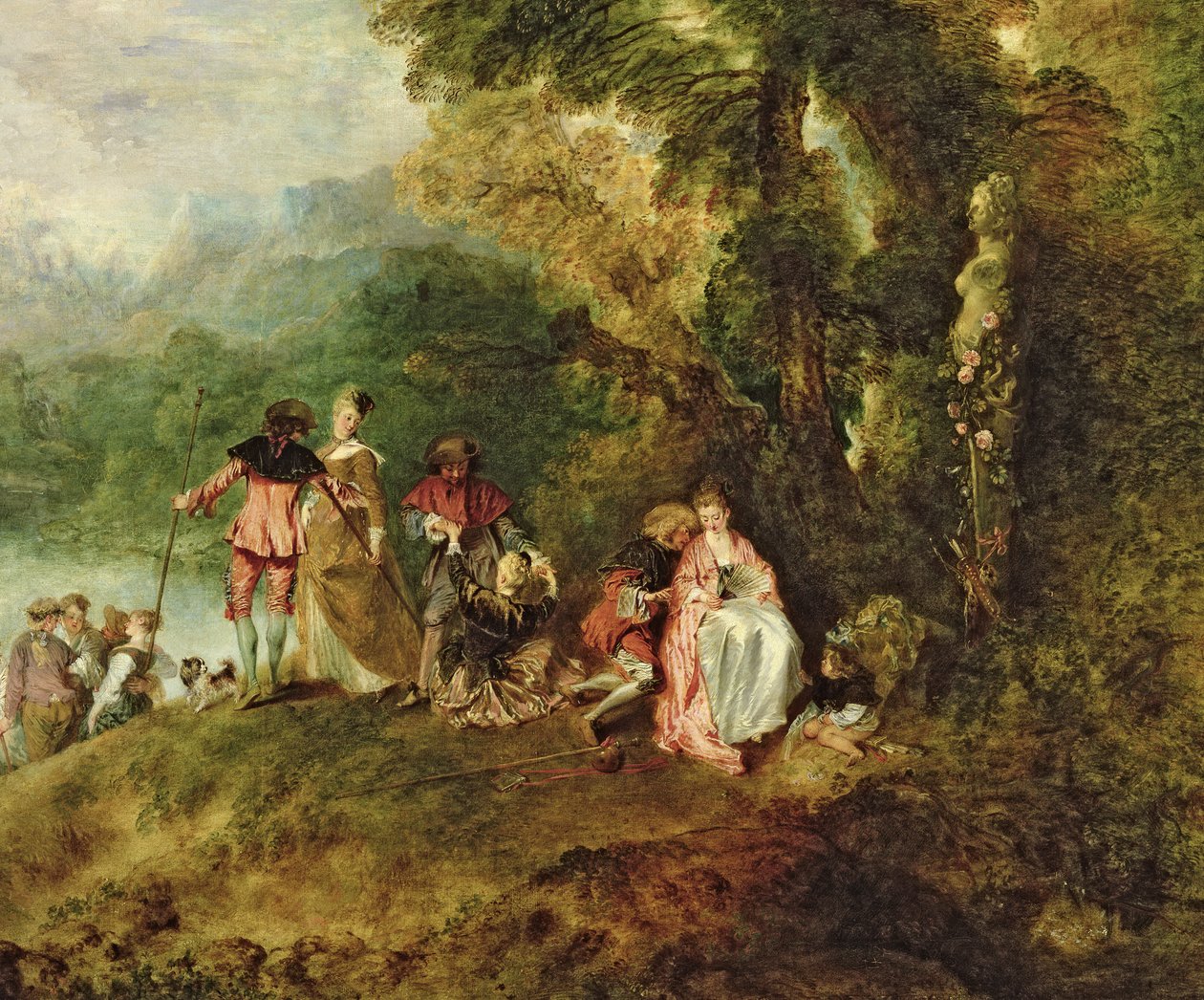 Zaokrętowanie na Cytherę, 1717 olej na płótnie, detal z 3755 autorstwa Jean Antoine Watteau