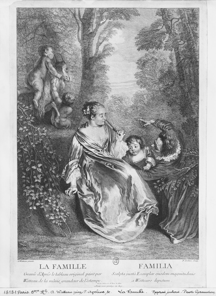 Rodzina, grawerowane przez Pierre Aveline (ok.1656-1722) autorstwa Jean Antoine Watteau