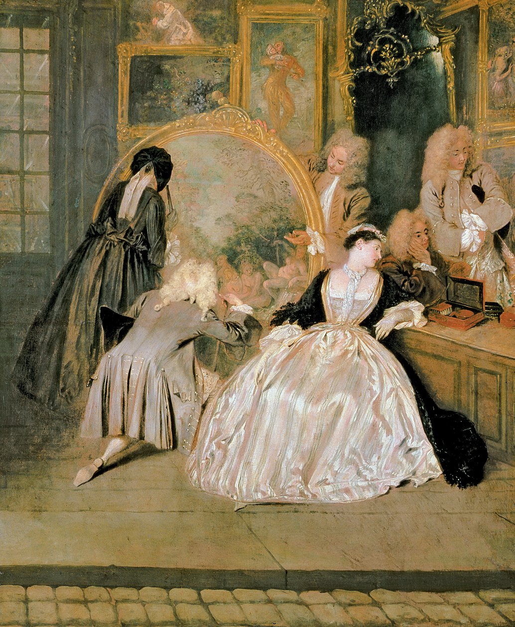 Znak sklepu Gersaint, 1721 (detal z 30793) autorstwa Jean Antoine Watteau