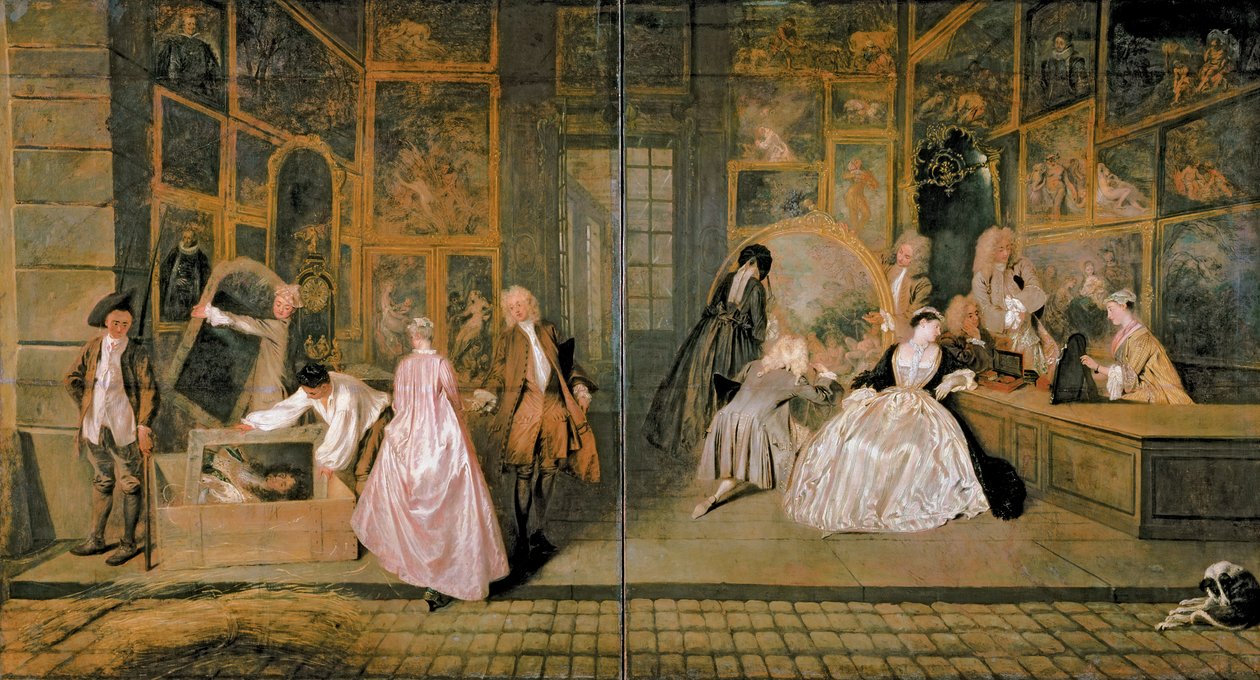 Znak sklepu Gersaint, 1721 r. autorstwa Jean Antoine Watteau