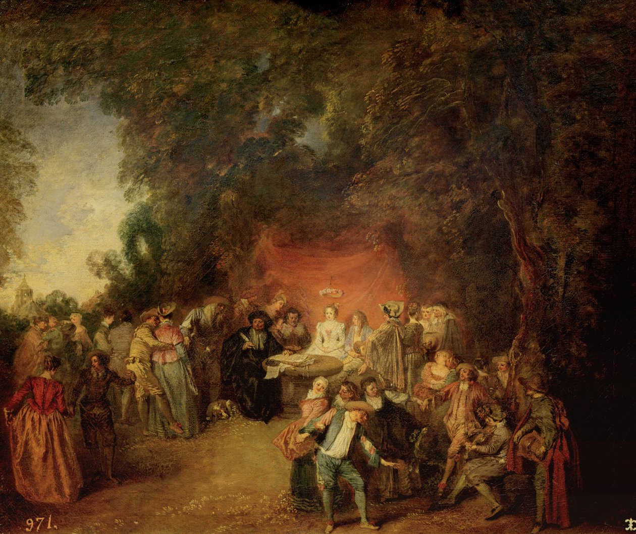 Umowa małżeńska, c.1712-13 autorstwa Jean Antoine Watteau