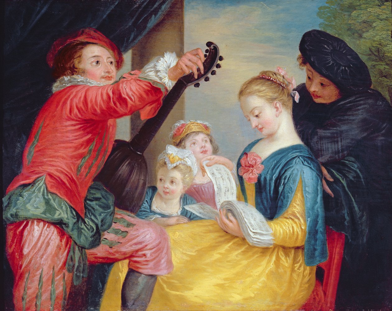 Lekcja muzyki autorstwa Jean Antoine Watteau