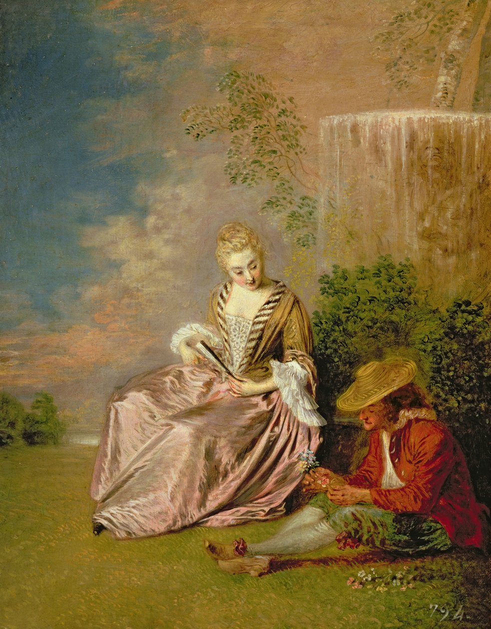 Nieśmiały kochanek, 1718 autorstwa Jean Antoine Watteau