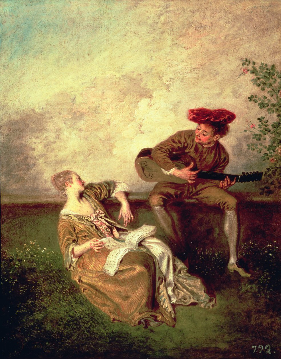 Lekcja śpiewu autorstwa Jean Antoine Watteau