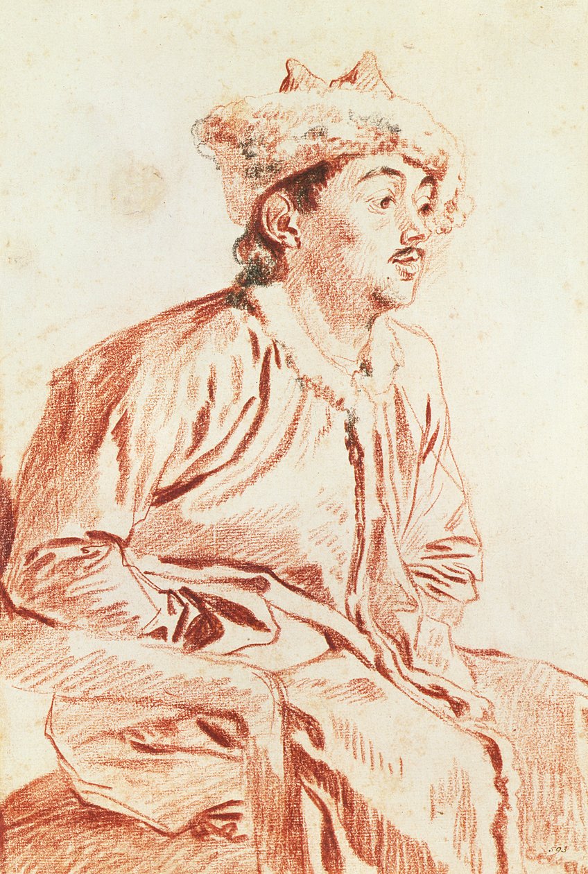 Młody mężczyzna w stroju orientalnym (rysunek) autorstwa Jean Antoine Watteau