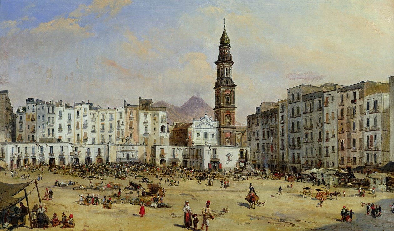Piazza Mazaniello, Neapol autorstwa Jean Auguste Bard