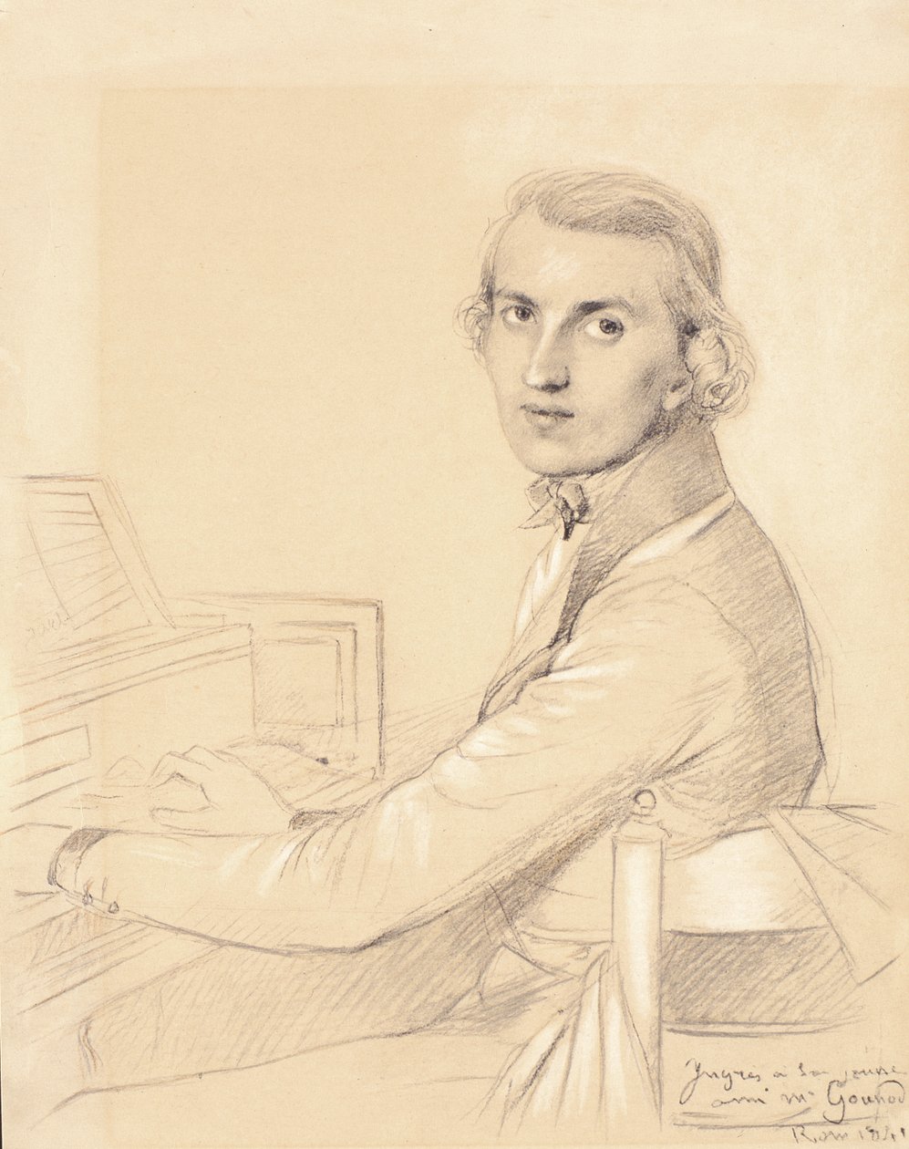 Charles Gounod (1818-93) 1841 (grafit na papierze wzmocniony białą kredą) (patrz także 159090) autorstwa Jean Auguste Dominique Ingres
