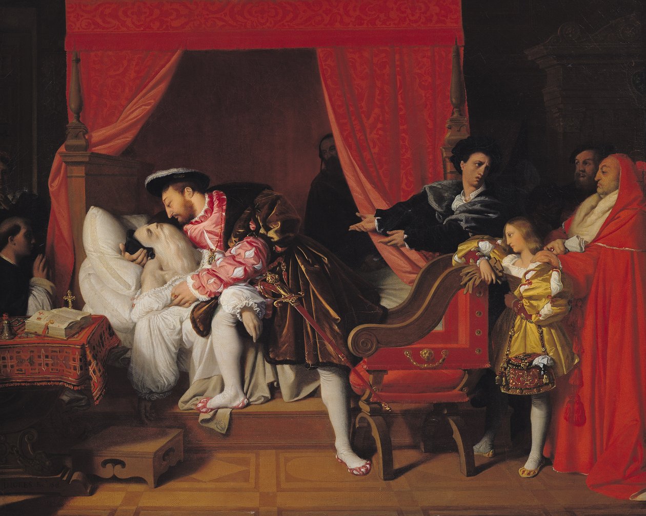 Franciszek I (1494-1547) otrzymuje ostatnie oddechy Leonarda da Vinci (1452-1519) 1818 autorstwa Jean Auguste Dominique Ingres