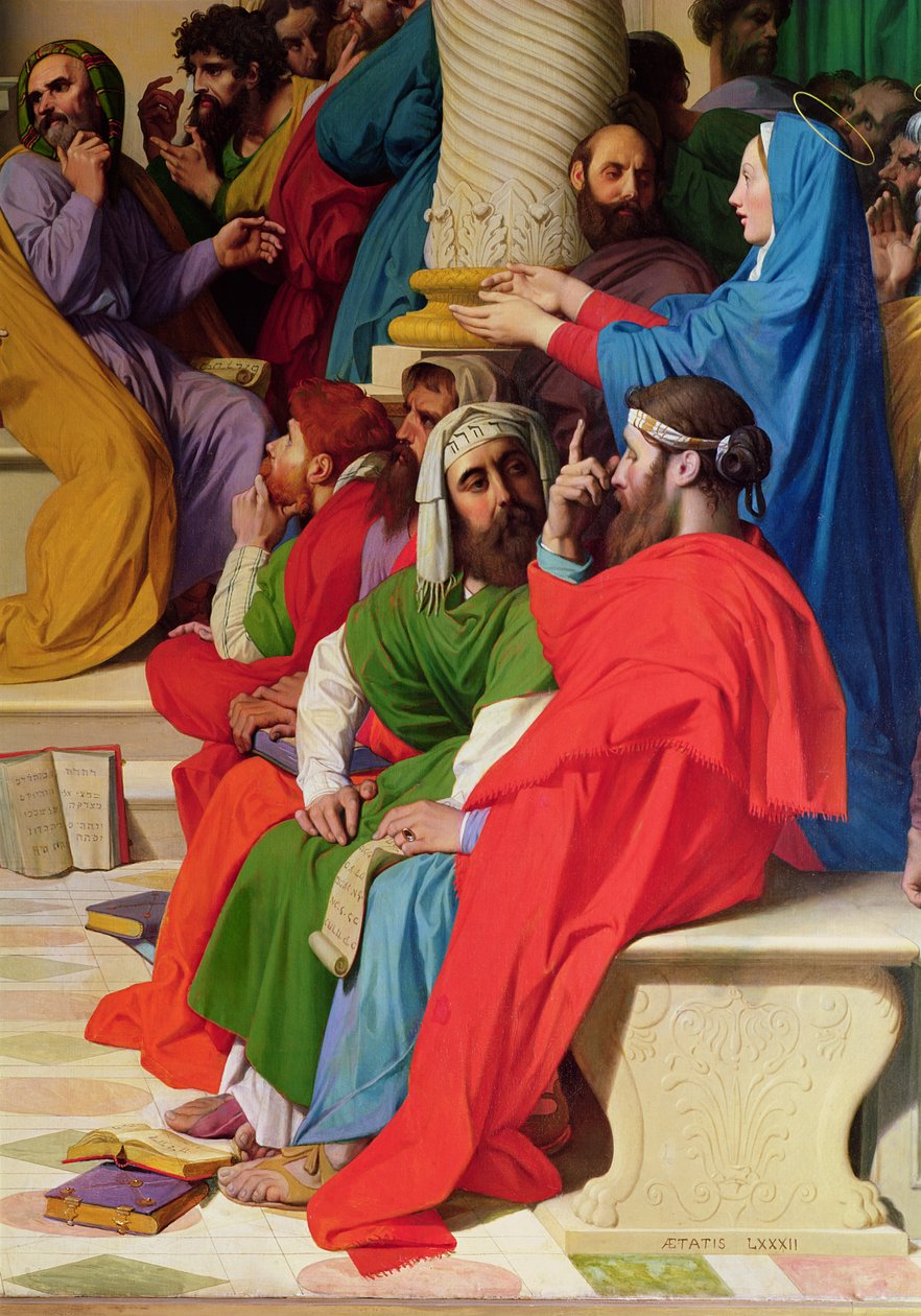 Jezus wśród lekarzy, szczegół lekarzy i Najświętszej Maryi Panny, 1862 autorstwa Jean Auguste Dominique Ingres