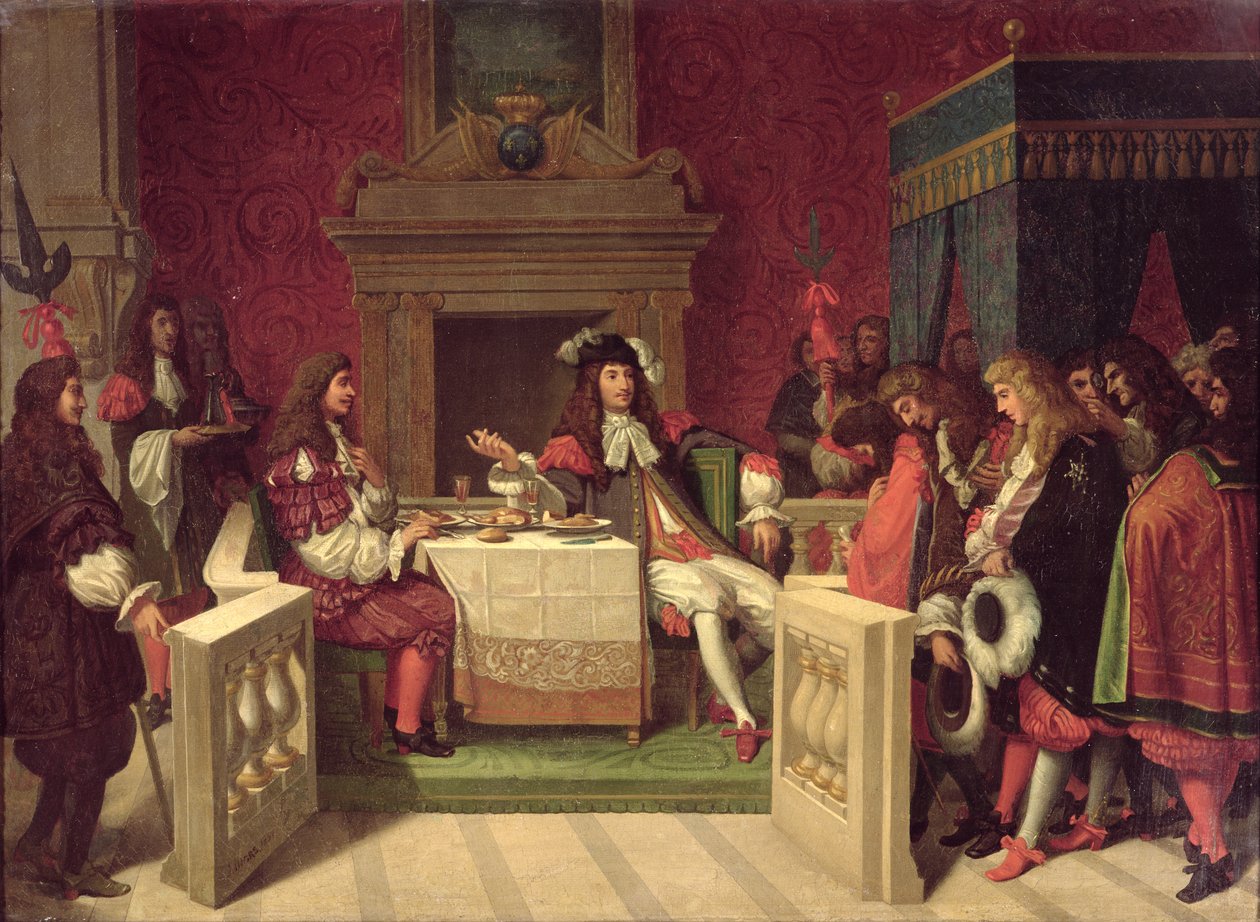 Moliere (1622-73) Posiłek z Ludwikiem XIV (1638-1715) 1857 autorstwa Jean Auguste Dominique Ingres
