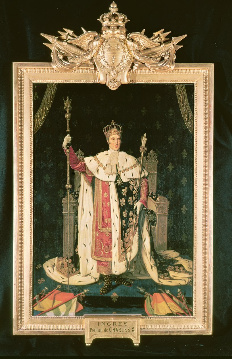 Portret Karola X (1757-1836) w szatach koronacyjnych, 1829 autorstwa Jean Auguste Dominique Ingres