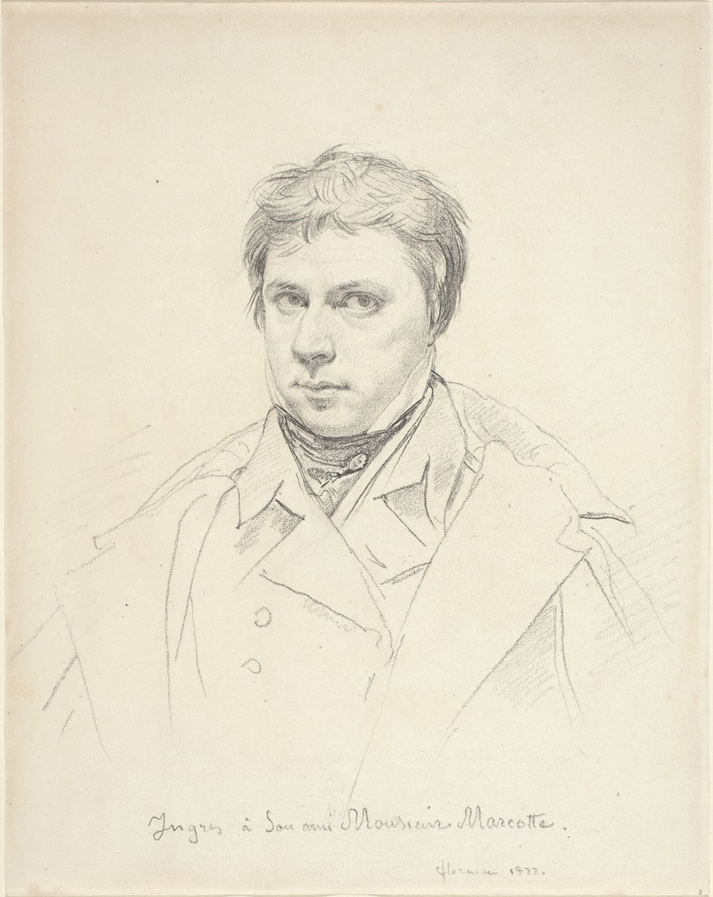 Autoportret, 1822 (grafit na papierze tkanym, położony) autorstwa Jean Auguste Dominique Ingres