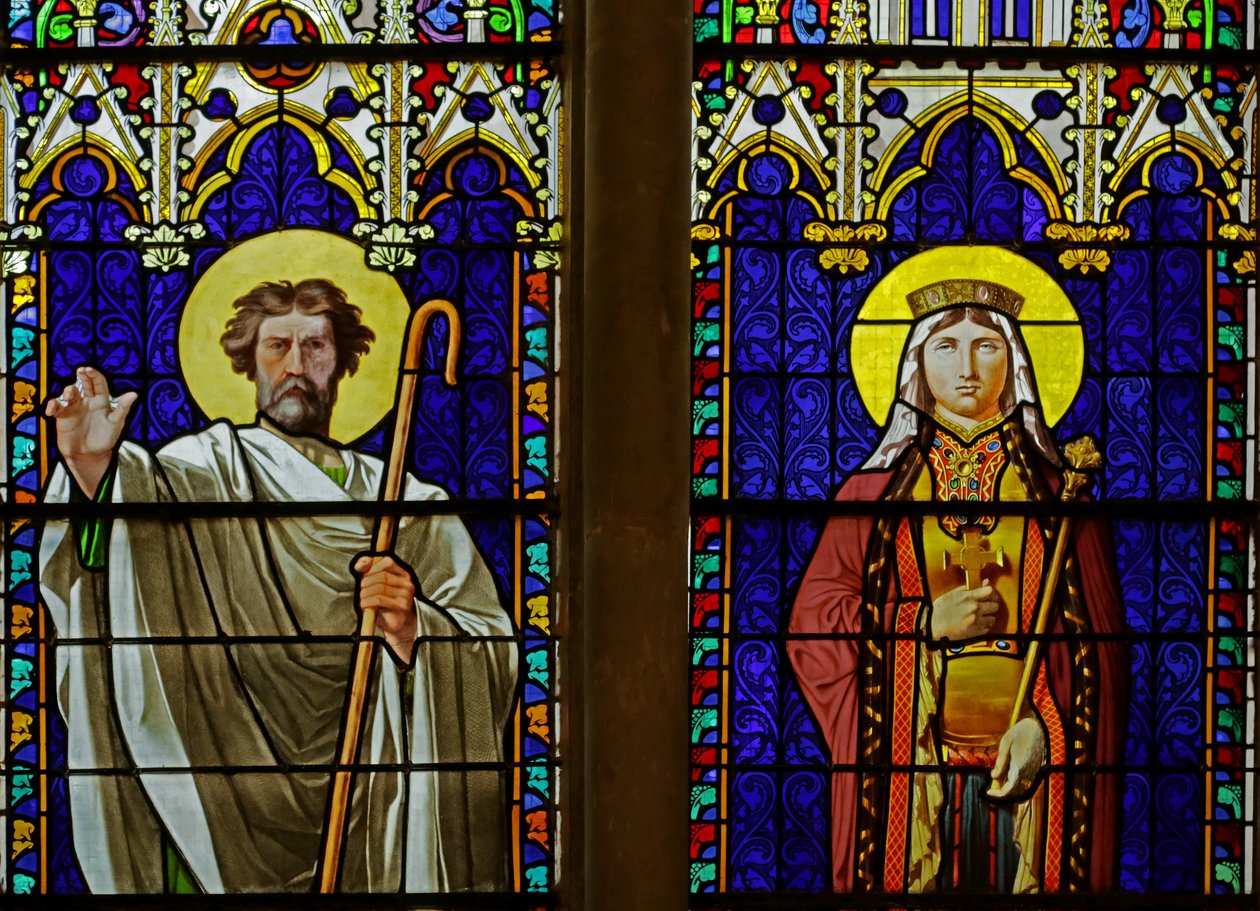 Okno przedstawiające świętych królewskich: Saint Denis i Saint Clotilde (witraż) autorstwa Jean Auguste Dominique Ingres