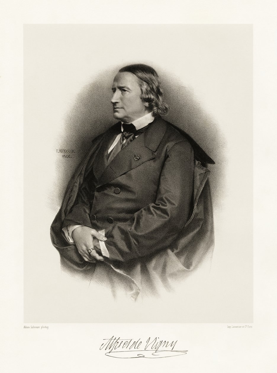 Alfred de Vigny, 1865-66 autorstwa Jean Baptiste Adolphe Lafosse
