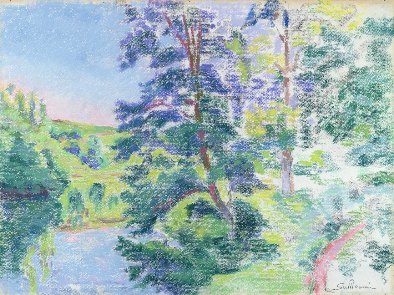 Pejzaż (pastel na papierze) autorstwa Jean Baptiste Armand Guillaumin