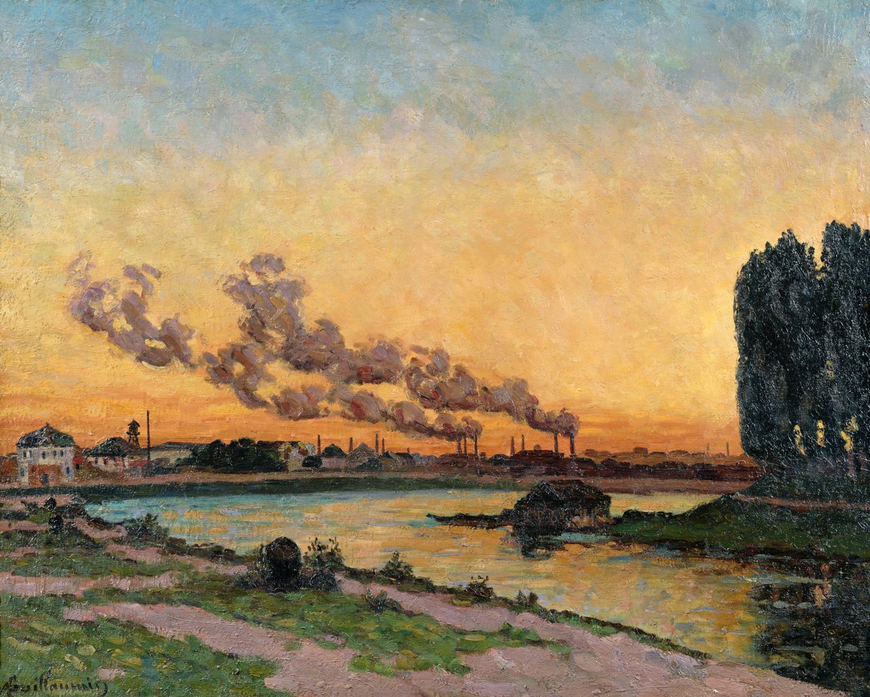 Zachód słońca w Ivry, c.1872-73 autorstwa Jean Baptiste Armand Guillaumin
