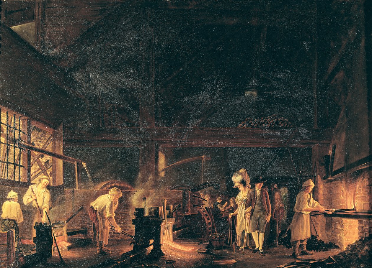 Wnętrze kuźni, 1771 r. autorstwa Jean Baptiste Bernard Coclers