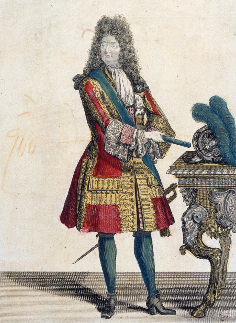Ludwik XIV (1638-1715) (kolor grawerunek) autorstwa Jean Baptiste Bonnart