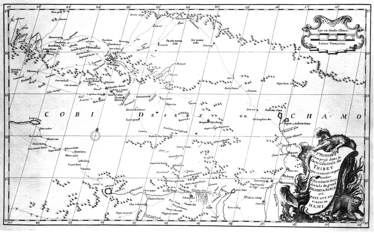 Nowy Atlas Chin, Chiński Tatar i Tybet, Haga 1737. autorstwa Jean Baptiste Bourguignon dAnville