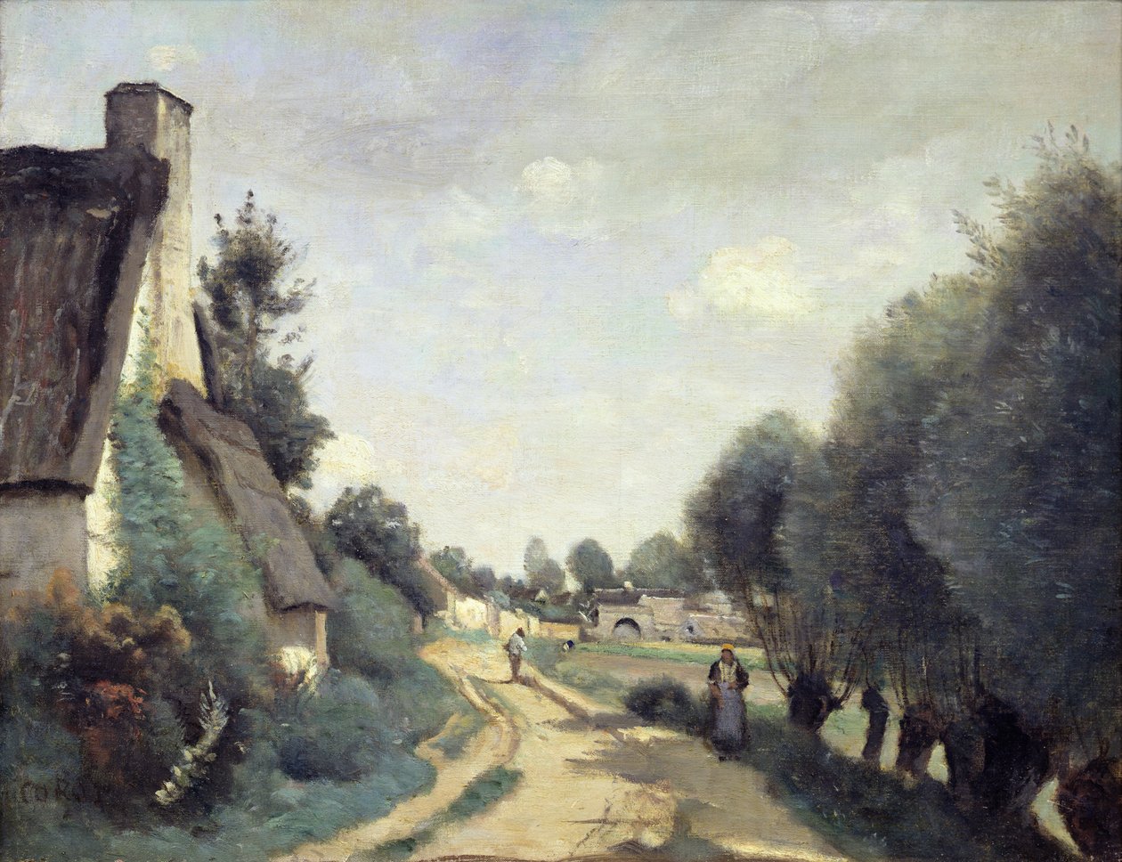 Droga w pobliżu Arras lub domki, ok. 1842 r. autorstwa Jean Baptiste Camille Corot