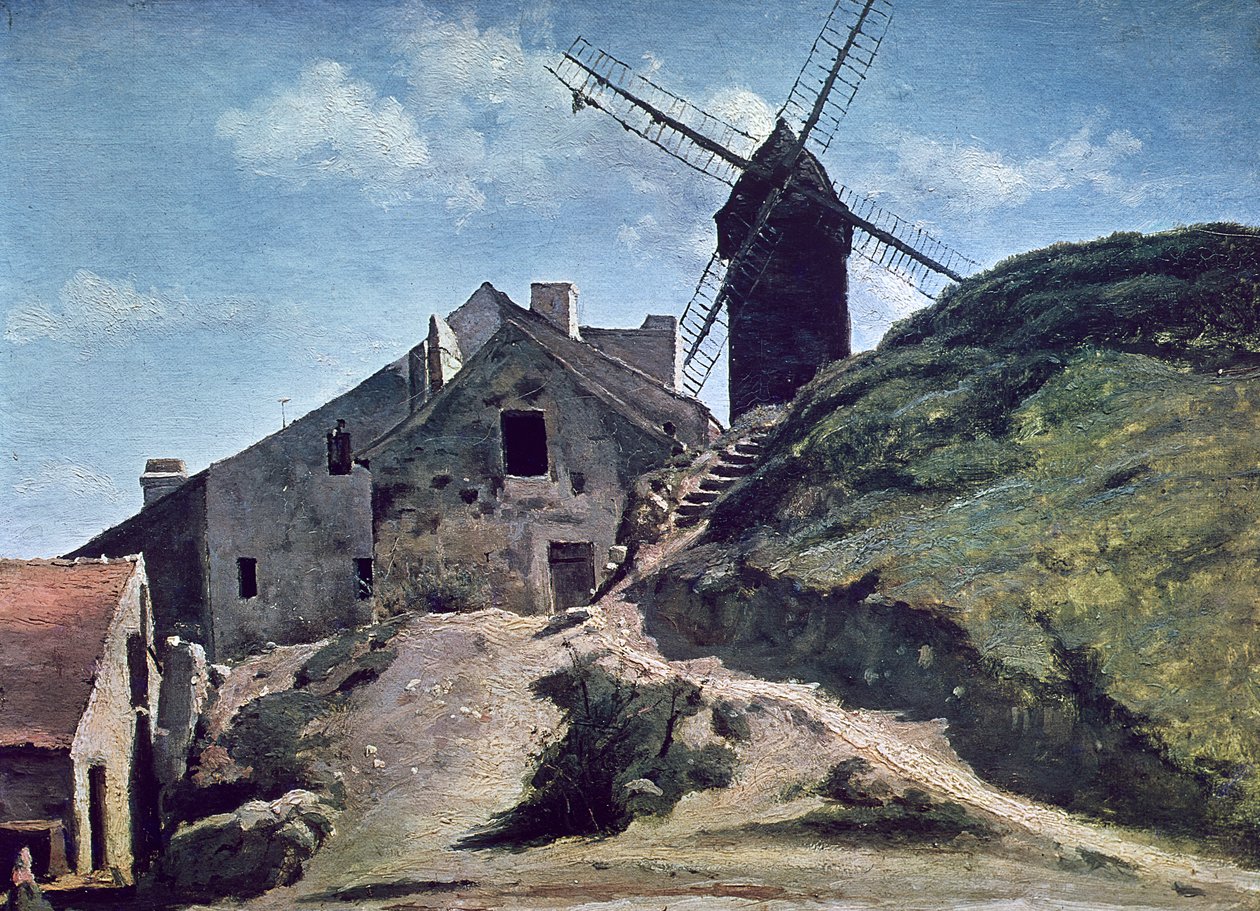 Wiatrak na Montmartre, 1840-45 autorstwa Jean Baptiste Camille Corot