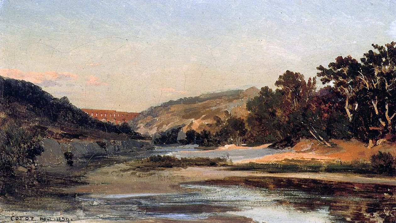 Akwedukt, 1839 (olej na papierze na płótnie) autorstwa Jean Baptiste Camille Corot