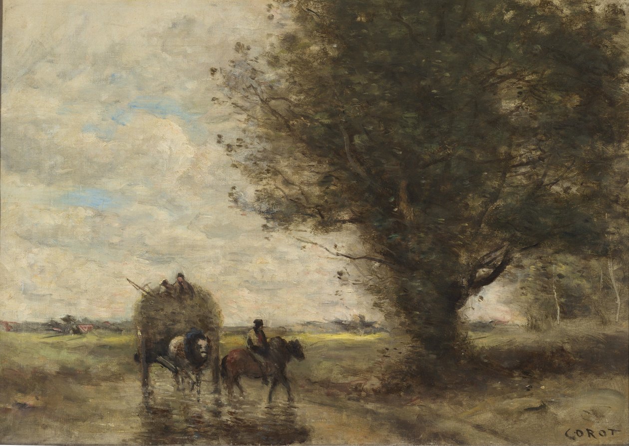 Wózek na siano autorstwa Jean Baptiste Camille Corot