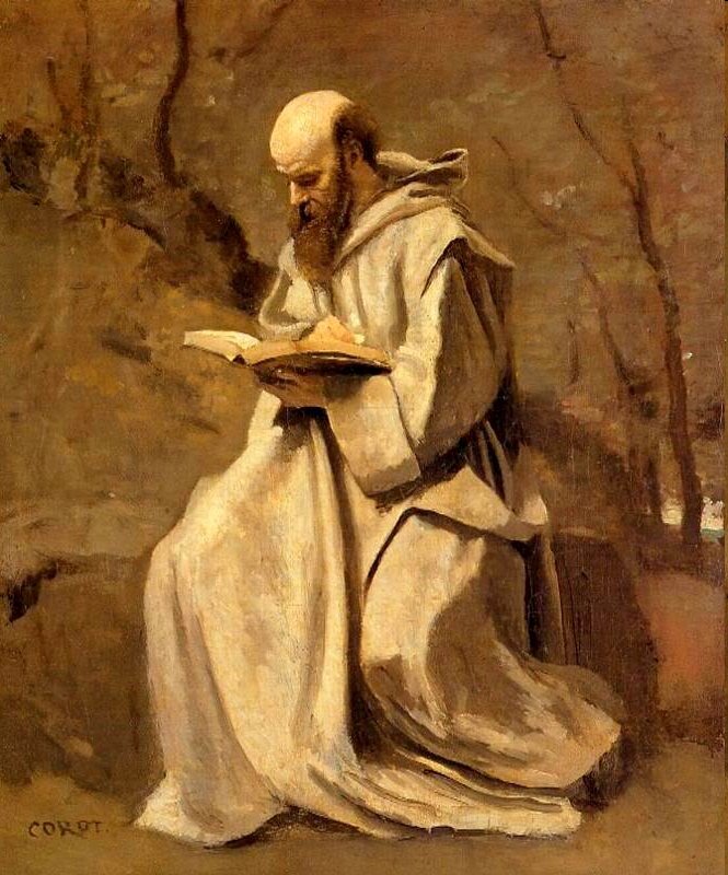 Książka do czytania mnicha Corot autorstwa Jean Baptiste Camille Corot