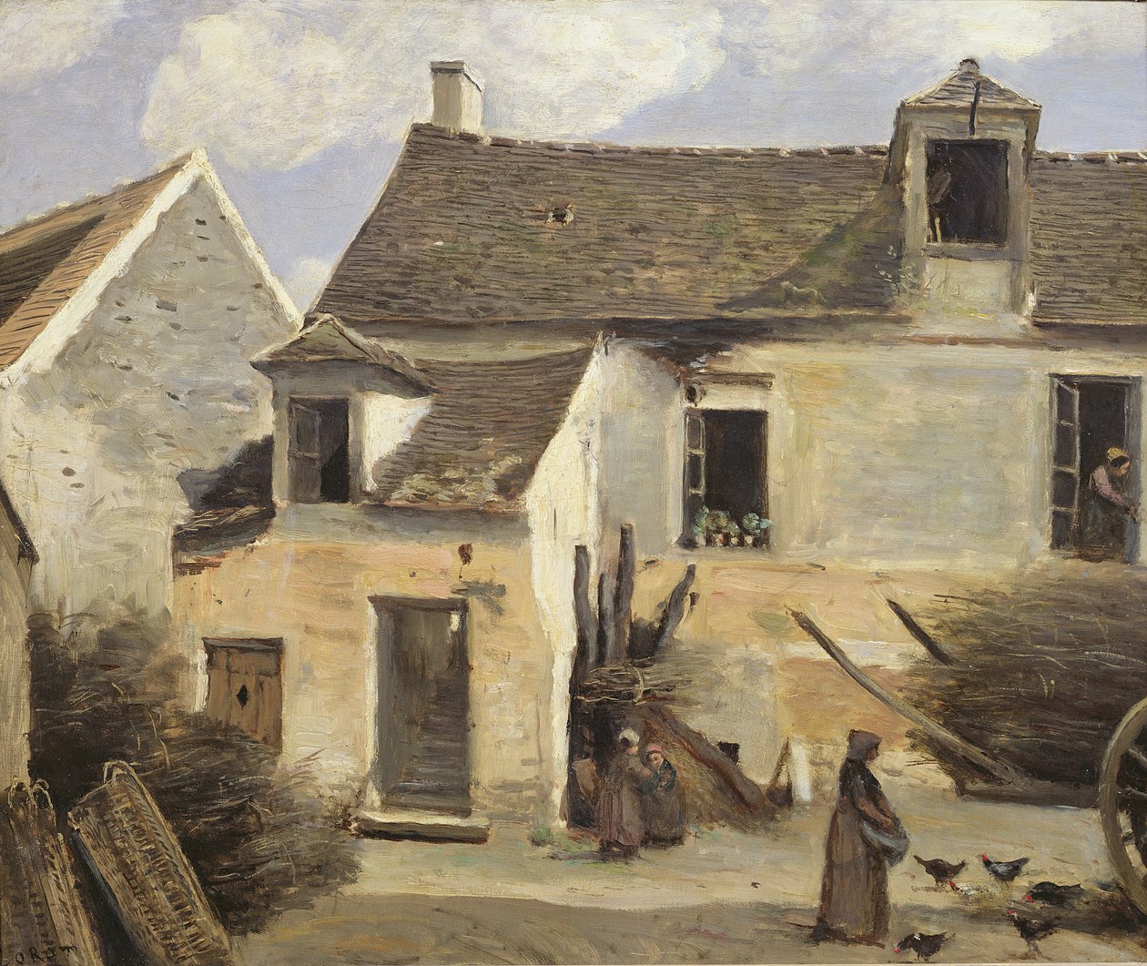 Dziedziniec piekarni pod Paryżem lub Dziedziniec domu pod Paryżem, ok. 1865-70 autorstwa Jean Baptiste Camille Corot
