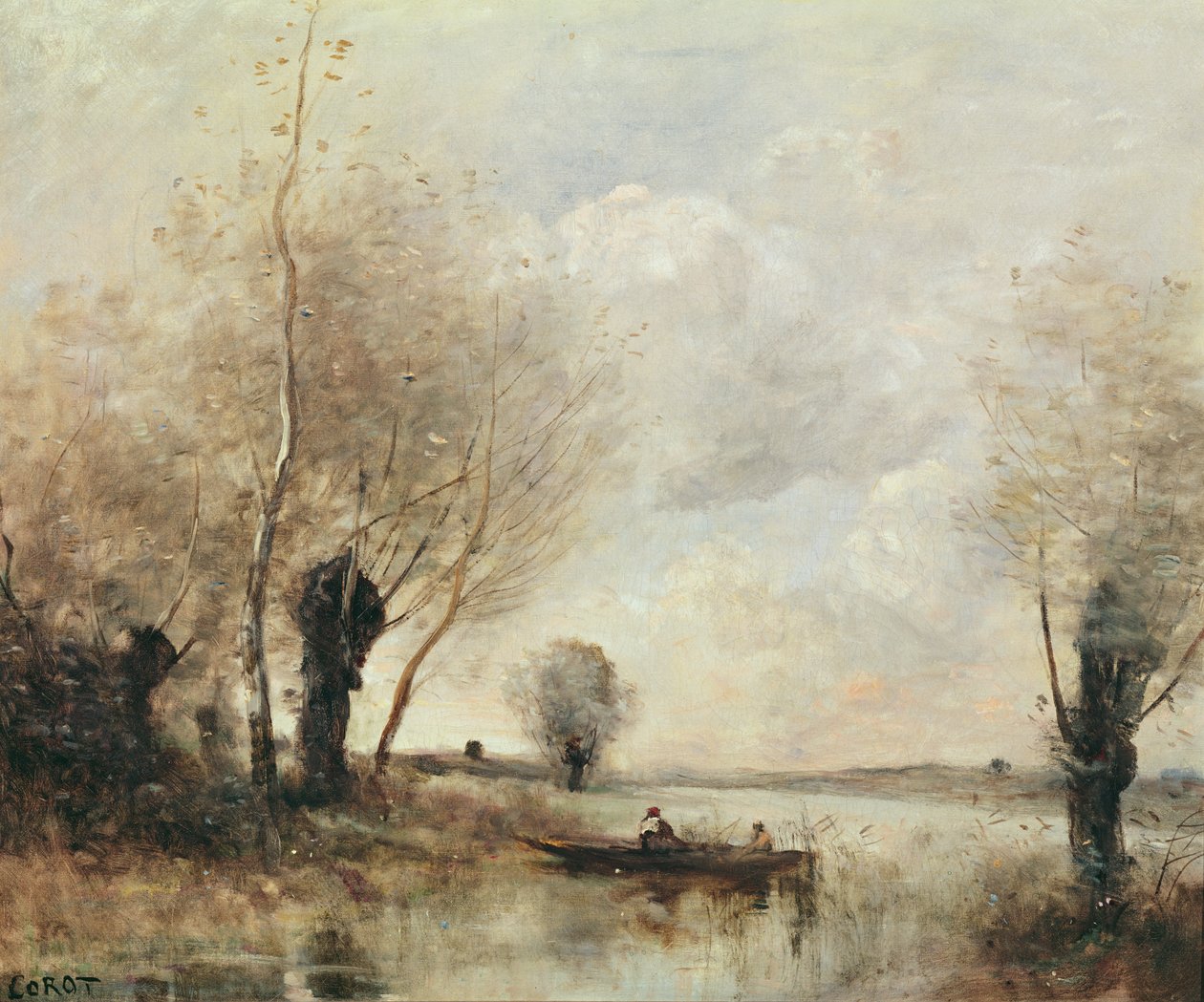 Rybacy zacumowani przy brzegu autorstwa Jean Baptiste Camille Corot