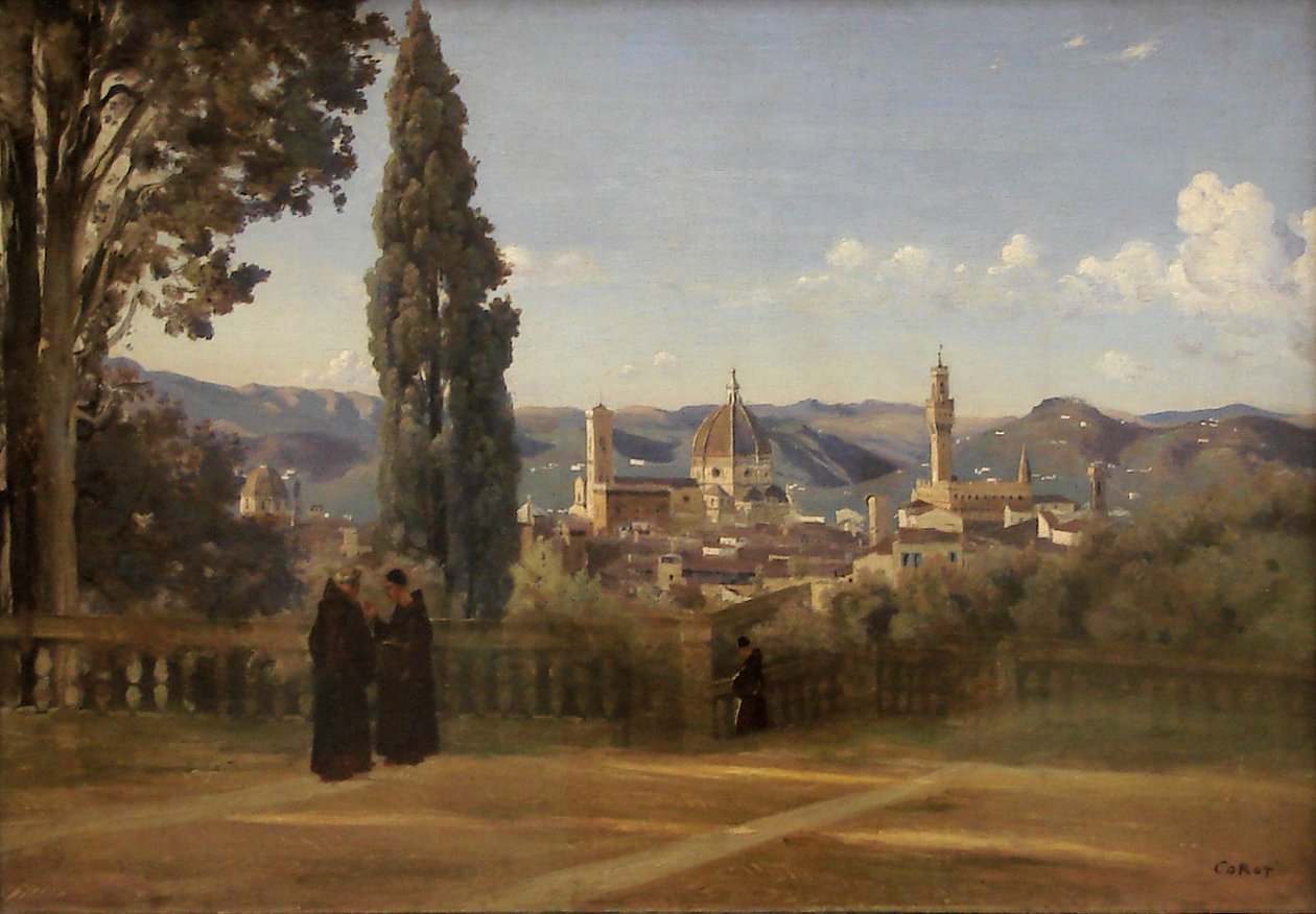 Florencja. Widok z Ogrodów Boboli autorstwa Jean Baptiste Camille Corot