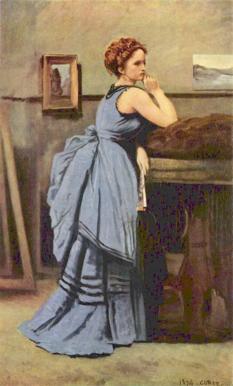 Kobieta w kolorze niebieskim autorstwa Jean Baptiste Camille Corot