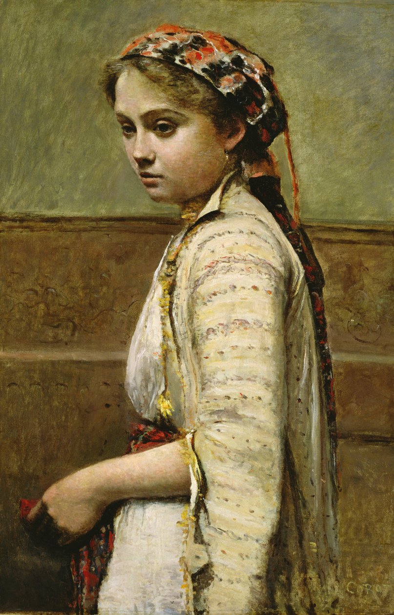 Grecka dziewczyna, mlle. Dobigny, 1868-70 autorstwa Jean Baptiste Camille Corot
