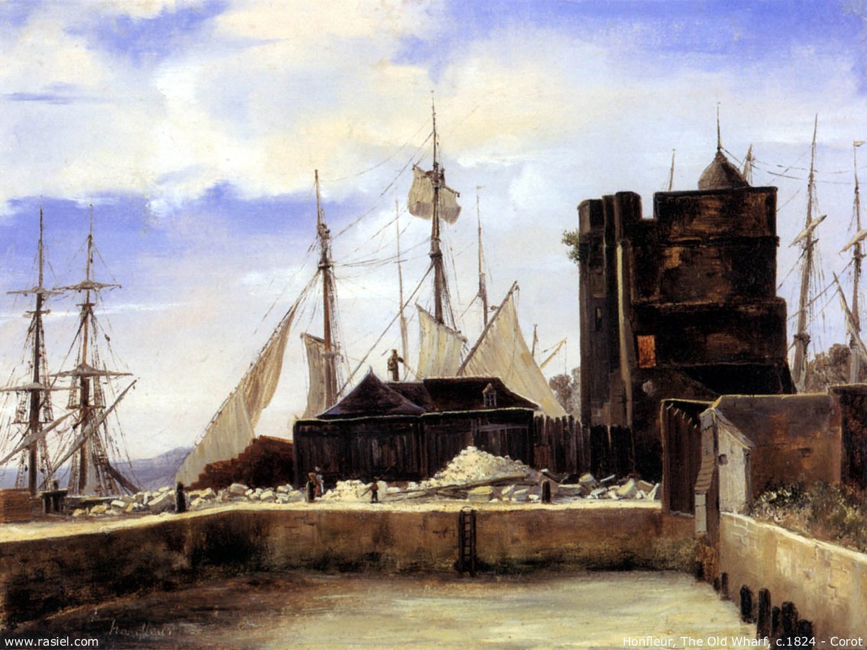 Honfleur, stary port autorstwa Jean Baptiste Camille Corot