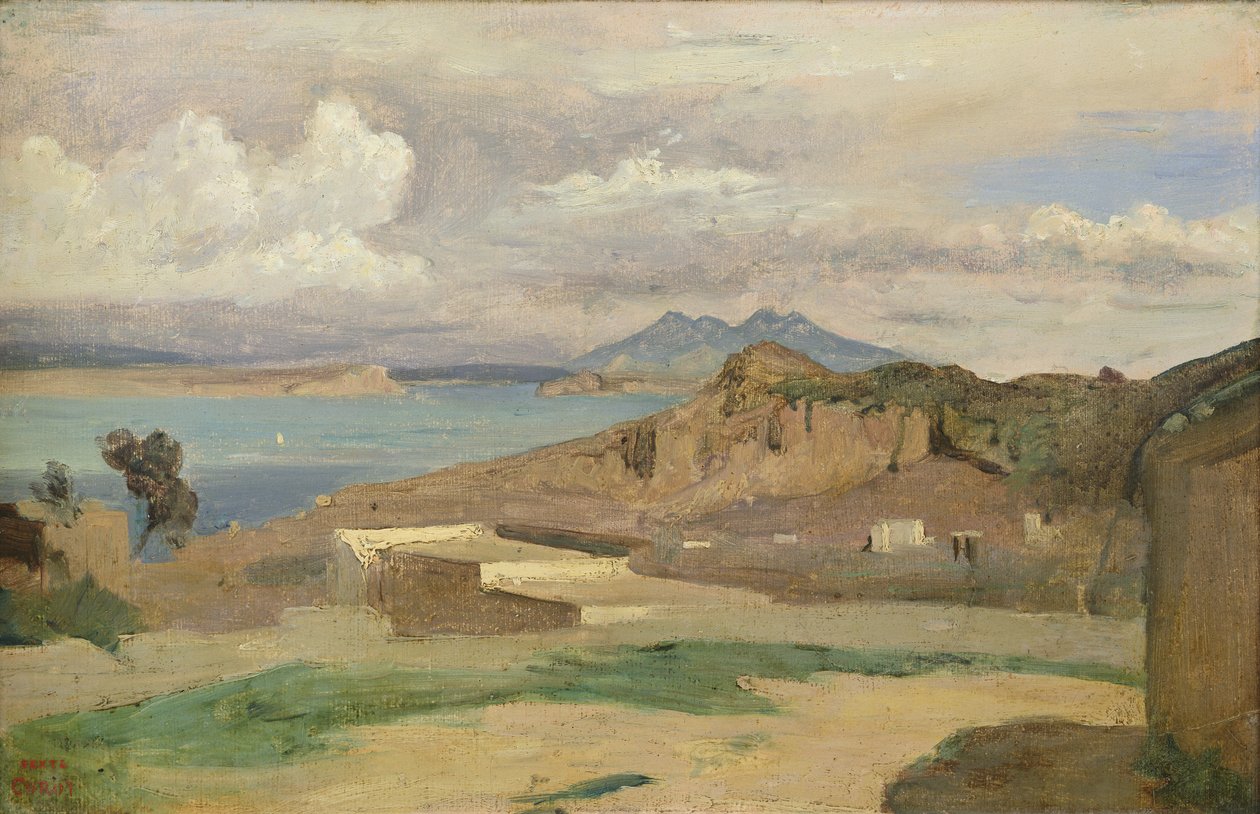 Ischia, Widok ze zboczy góry Epomeo, 1828 autorstwa Jean Baptiste Camille Corot