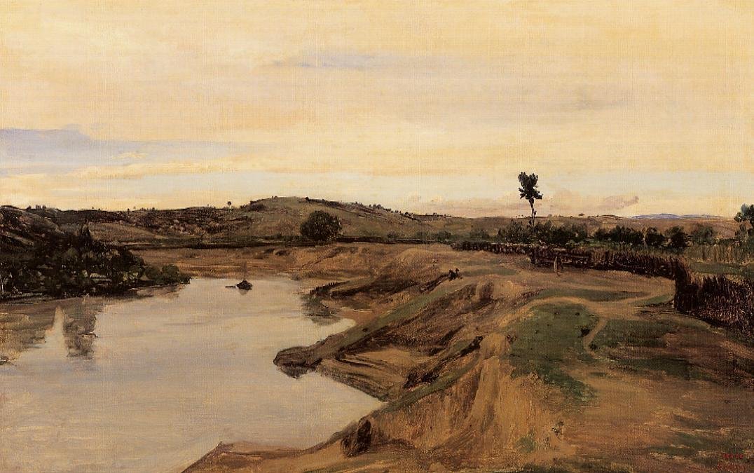 La Promenade de Poussin, wieś Rzymu autorstwa Jean Baptiste Camille Corot