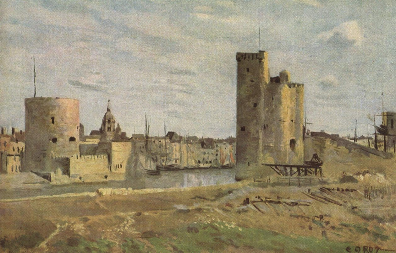 La Rochelle, wejście do portu autorstwa Jean Baptiste Camille Corot