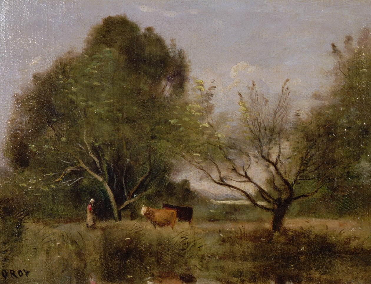 Krajobraz z bydłem autorstwa Jean Baptiste Camille Corot