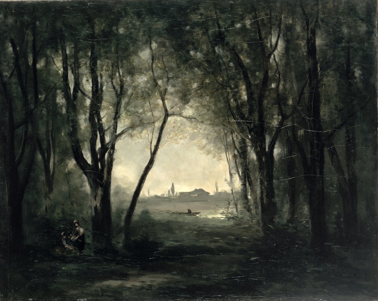 Krajobraz z jeziorem, 1860-73 autorstwa Jean Baptiste Camille Corot