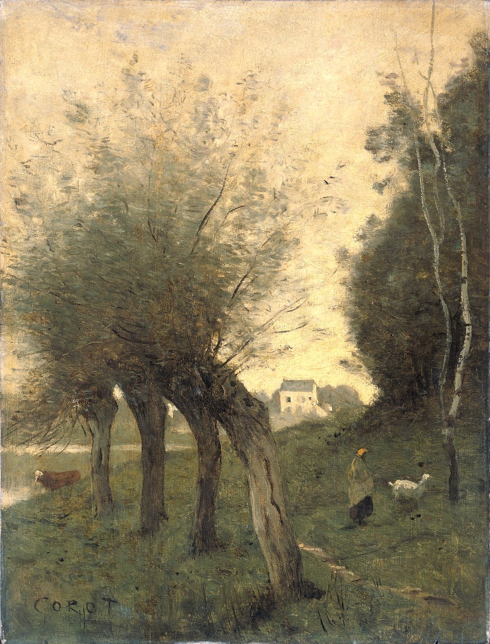 Krajobraz z wierzbami głuchymi autorstwa Jean Baptiste Camille Corot