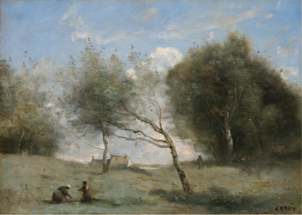Łąki małego gospodarstwa autorstwa Jean Baptiste Camille Corot