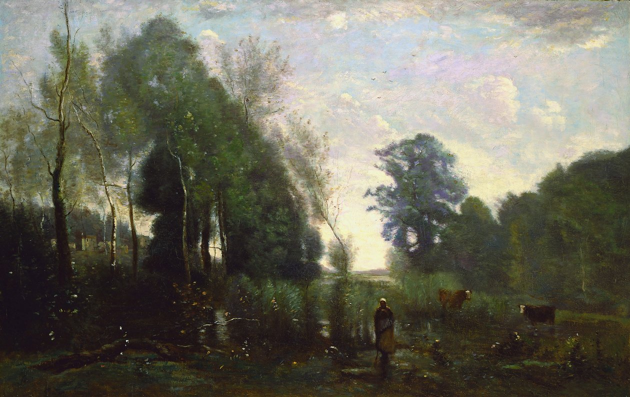 Mglisty poranek, ok. 1865 autorstwa Jean Baptiste Camille Corot