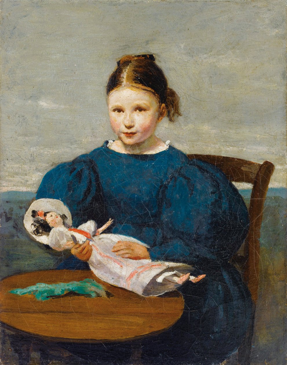 Mała dziewczynka z lalką autorstwa Jean Baptiste Camille Corot