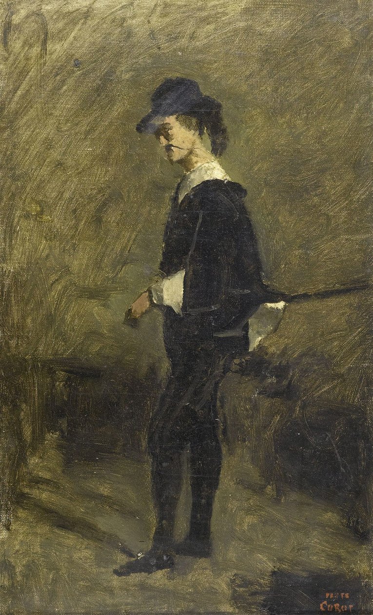 Portret M. Bigour dArras w kostiumie Hamleta autorstwa Jean Baptiste Camille Corot