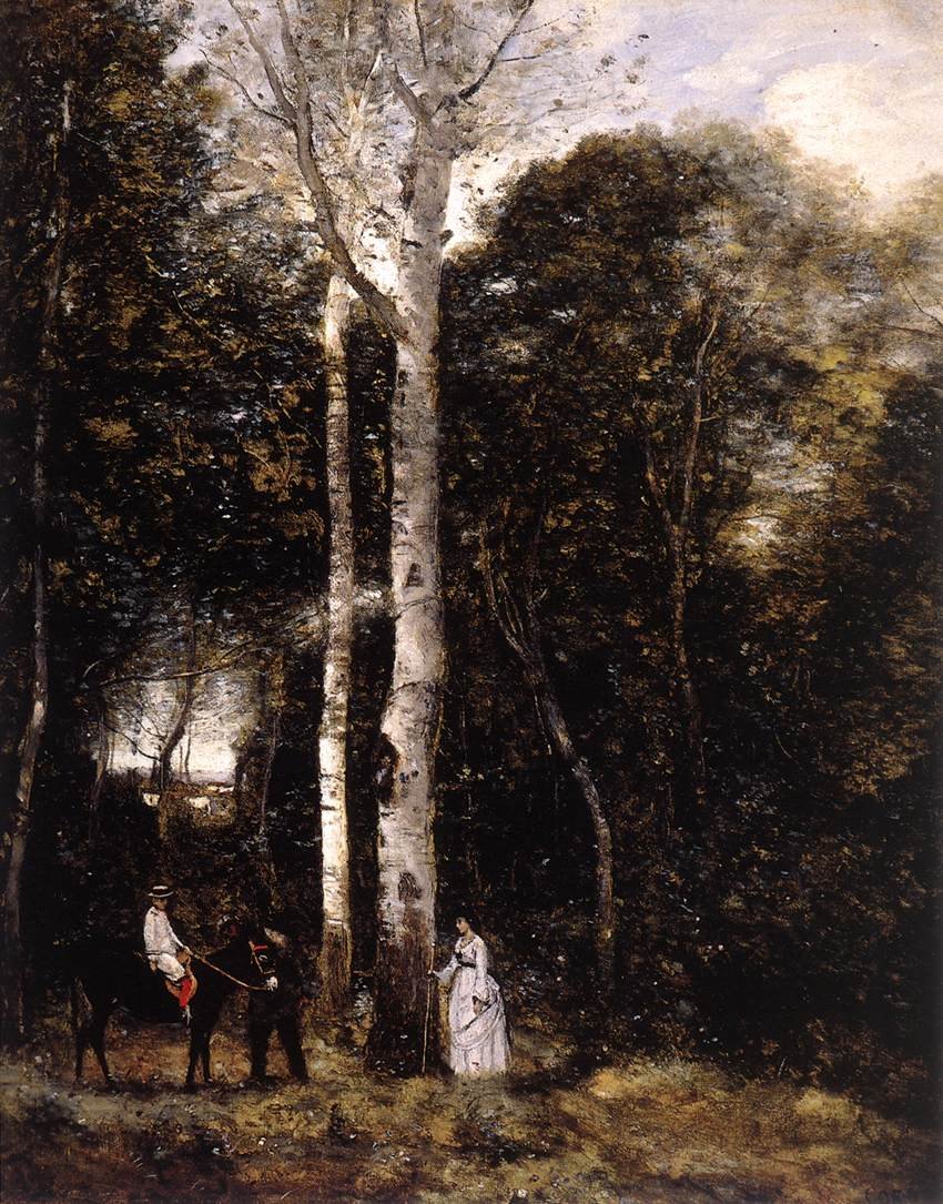 Promenada w Parc des Lions w Port-Marly autorstwa Jean Baptiste Camille Corot